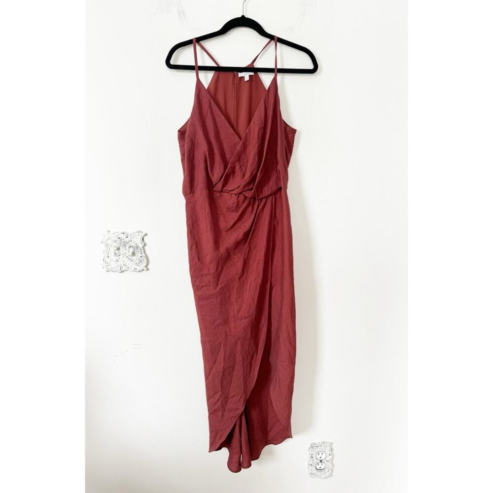 Joie Rust Tanika Twisted Front Wrap Slip Midi Dress M - Picture 4 of 10